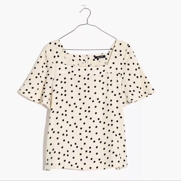 Madewell Lightspun Harlow Square-Neck Top in Dot Toss S - Picture 1 of 9